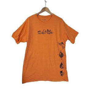 Salt LIfe T Shirt‎ Mens L Orange Short Sleeve Beach Coastal Fishing
